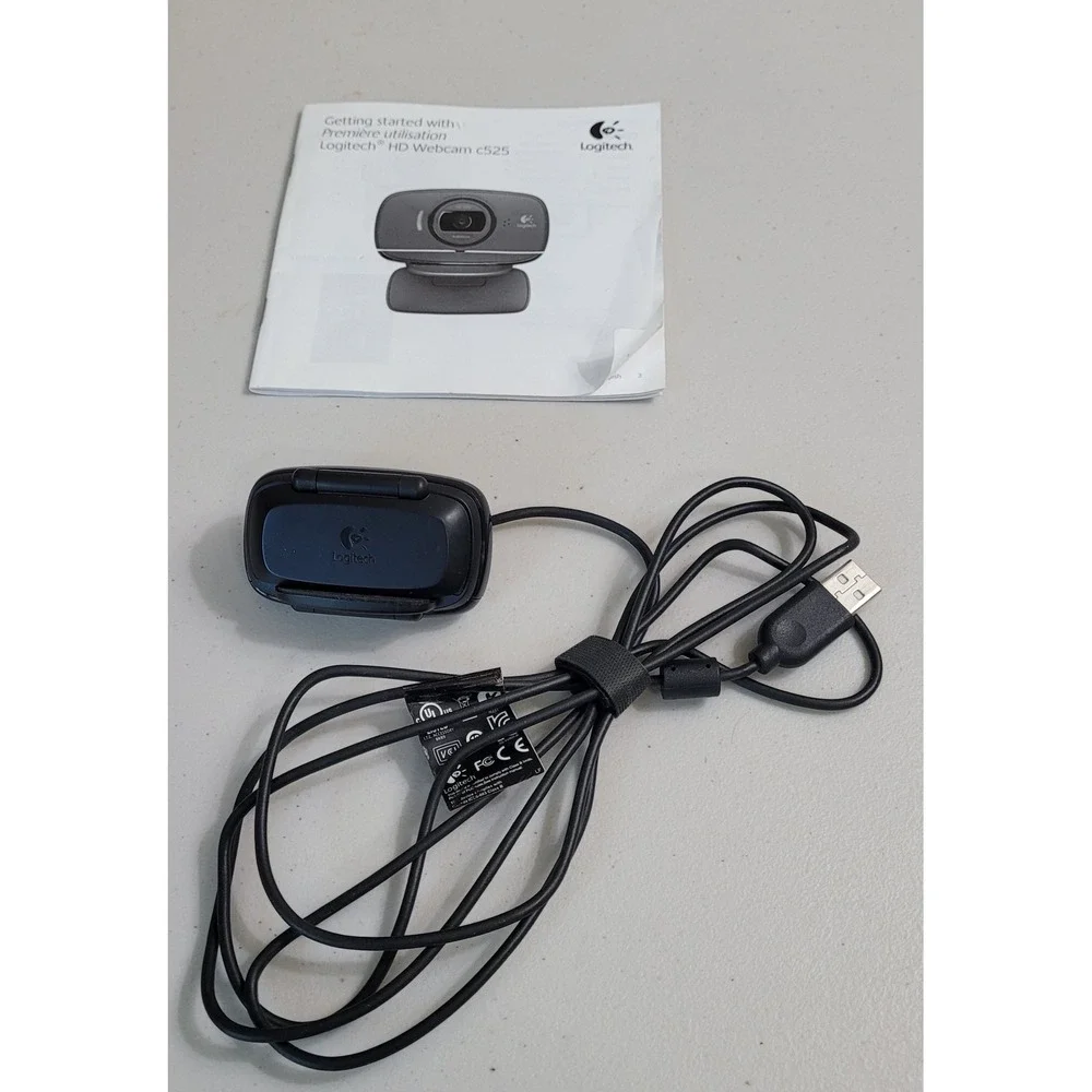 Logitech HD Webcam C525 Black Excellent 720p Autofocus Foldable USB Camera